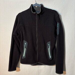 Arc'teryx Sz L Covert full-zip fleece jacket in black and aqua Zipper Pockets